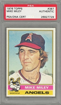 1976 Topps #387 Mike Miley Signed Card - PSA/DNA Authentic
